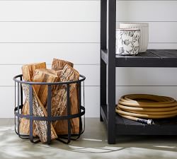 Indoor/Outdoor Black Metal Log Holder