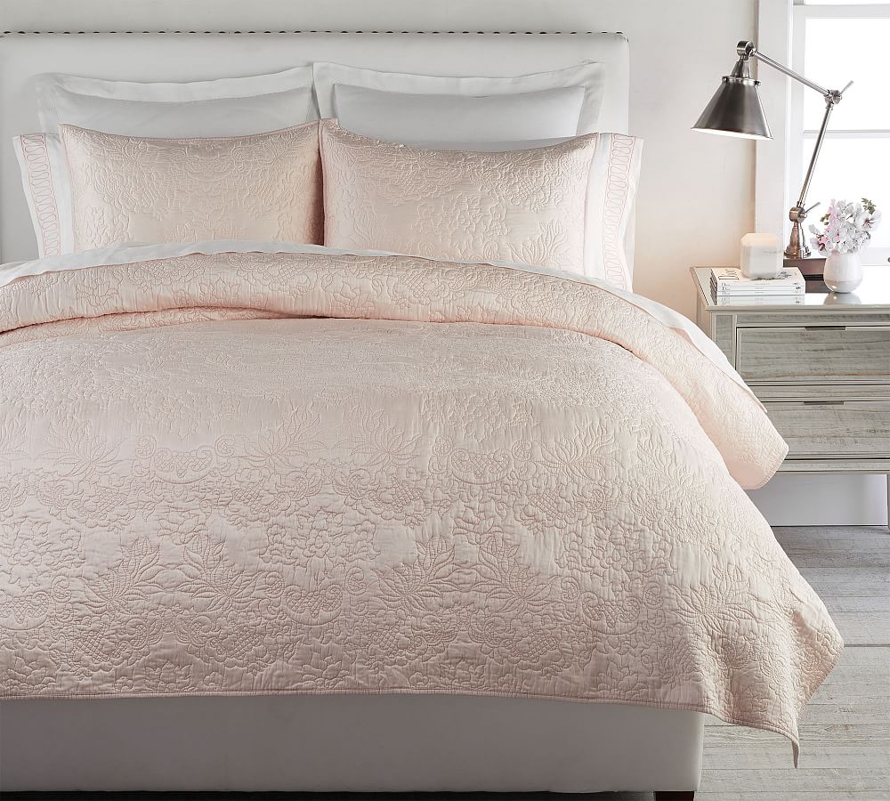 Monique Lhuillier Blossom Embroidered Cotton Quilt