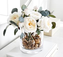 Faux Rose Bundle - White