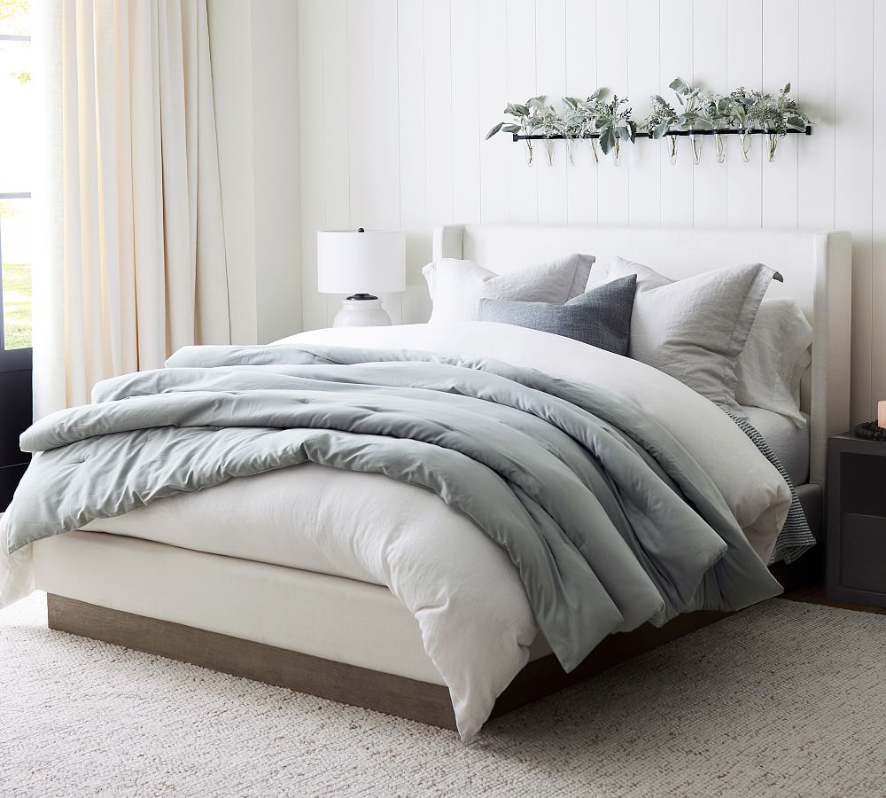 Jake Upholstered Wood Base Platform Bed