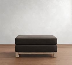 Jake Leather Seadrift Wood Base Modular Sectional Ottoman