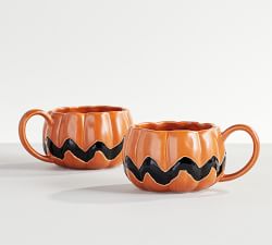Peanuts&#8482; Pumpkin Shaped Stoneware Mugs - Set of 2