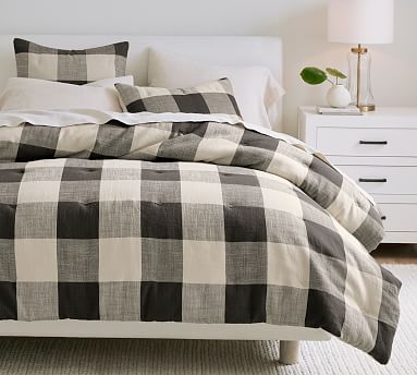 Pottery Barn Bryce standard Shams Set 2 Charcoal Buffalo on sale Check Pair