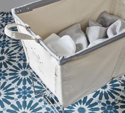 Medium Elevated Canvas Laundry Basket with Wheels