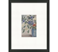 Thistles In Blue Vase Framed Print