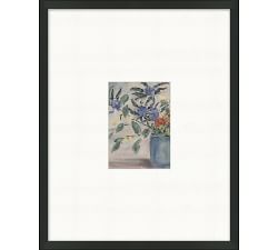 Thistles In Blue Vase Framed Print