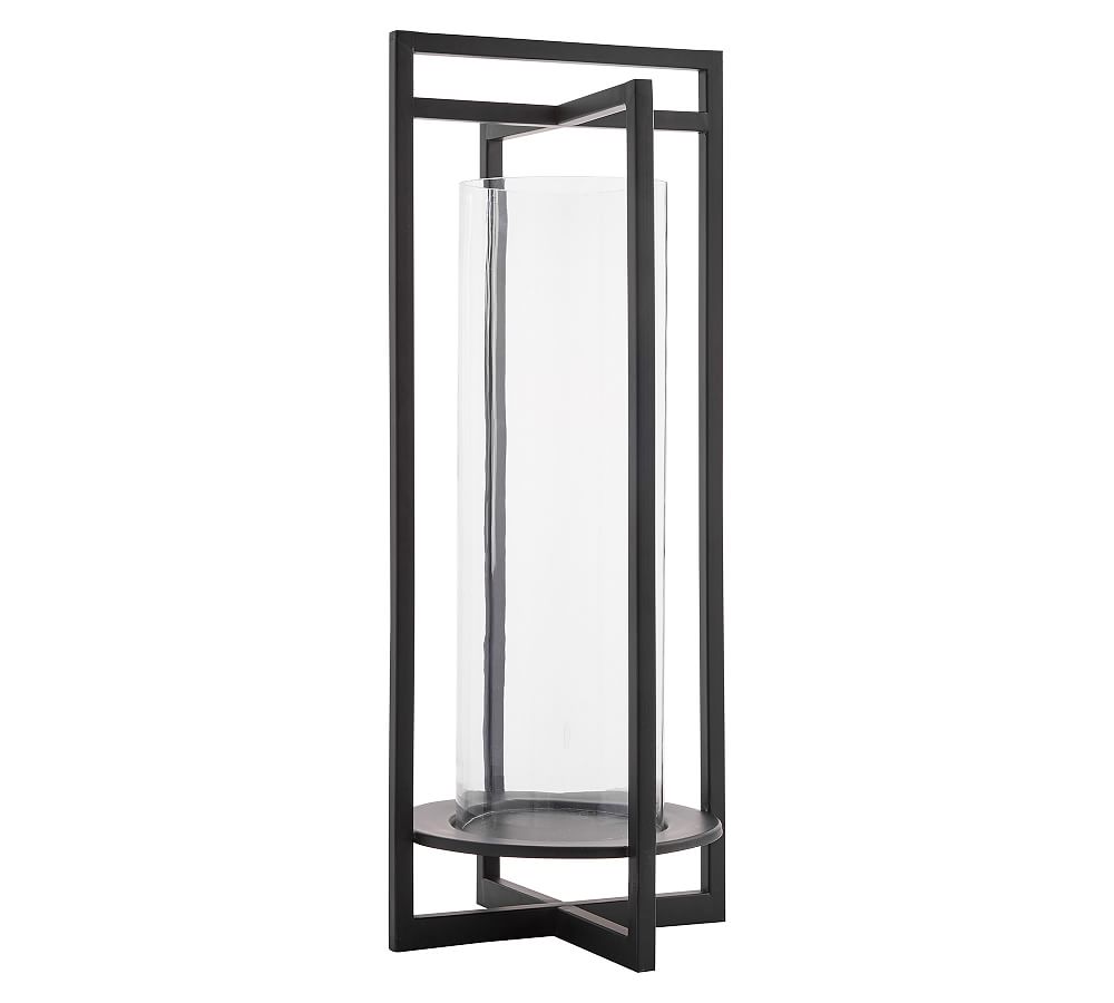 Brooks Cross Bar Steel & Glass Outdoor Lantern, Large