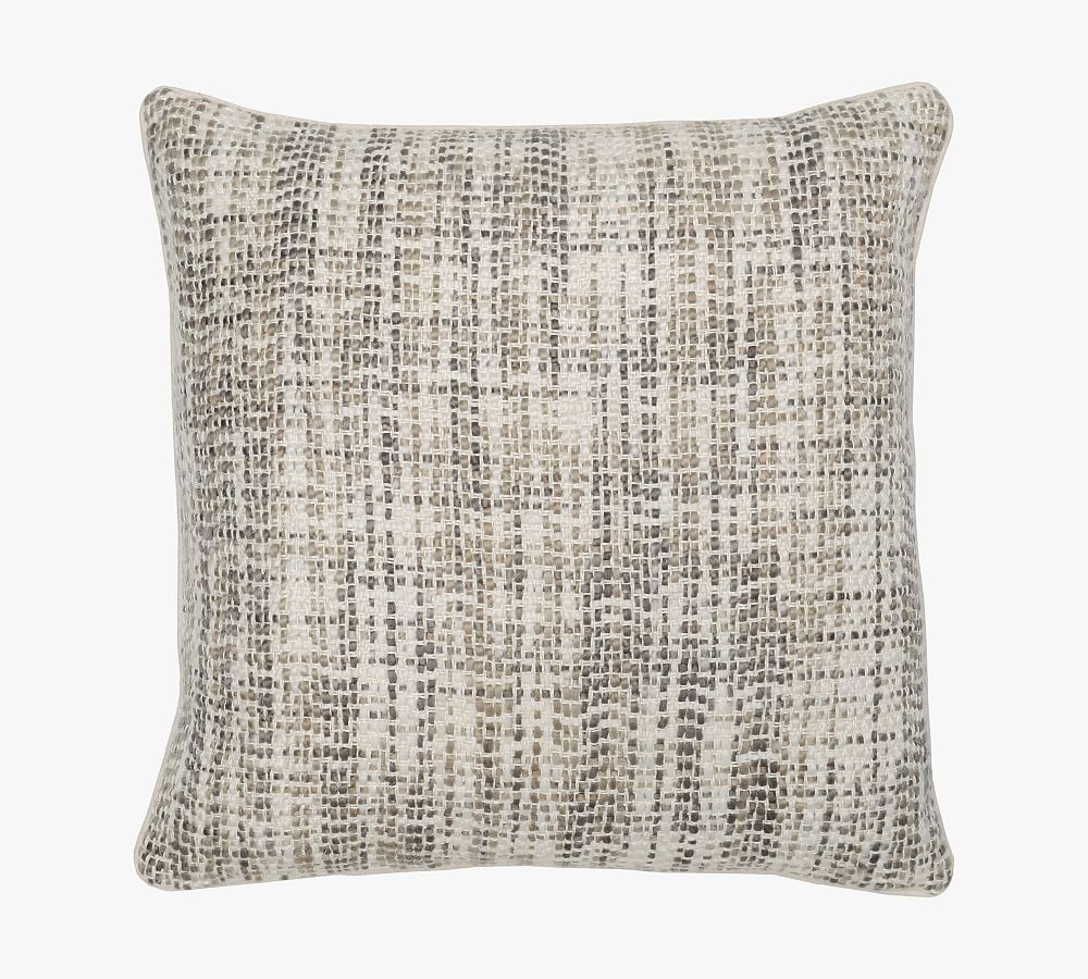 Beige and Ivory Handwoven Linen Throw Pillow