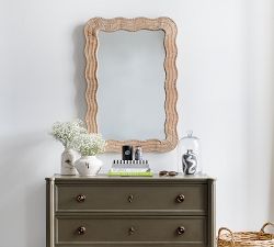 Scalloped Rattan Rectangle Wall Mirror