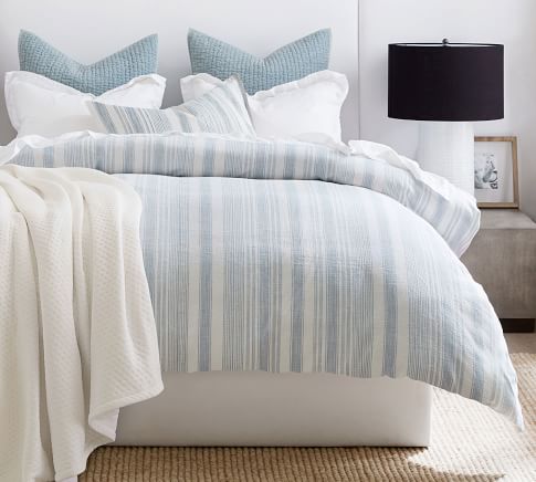 Pinstripe Queen / online Full Duvet Cover Pottery Barn Cotton