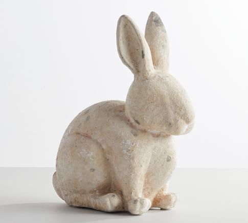 Handcrafted Terracotta Bunny Sculpture, Large Sitting, White
