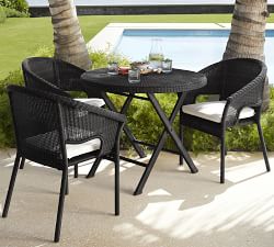 Palmetto Wicker Stackable Outdoor Dining Armchair, Black