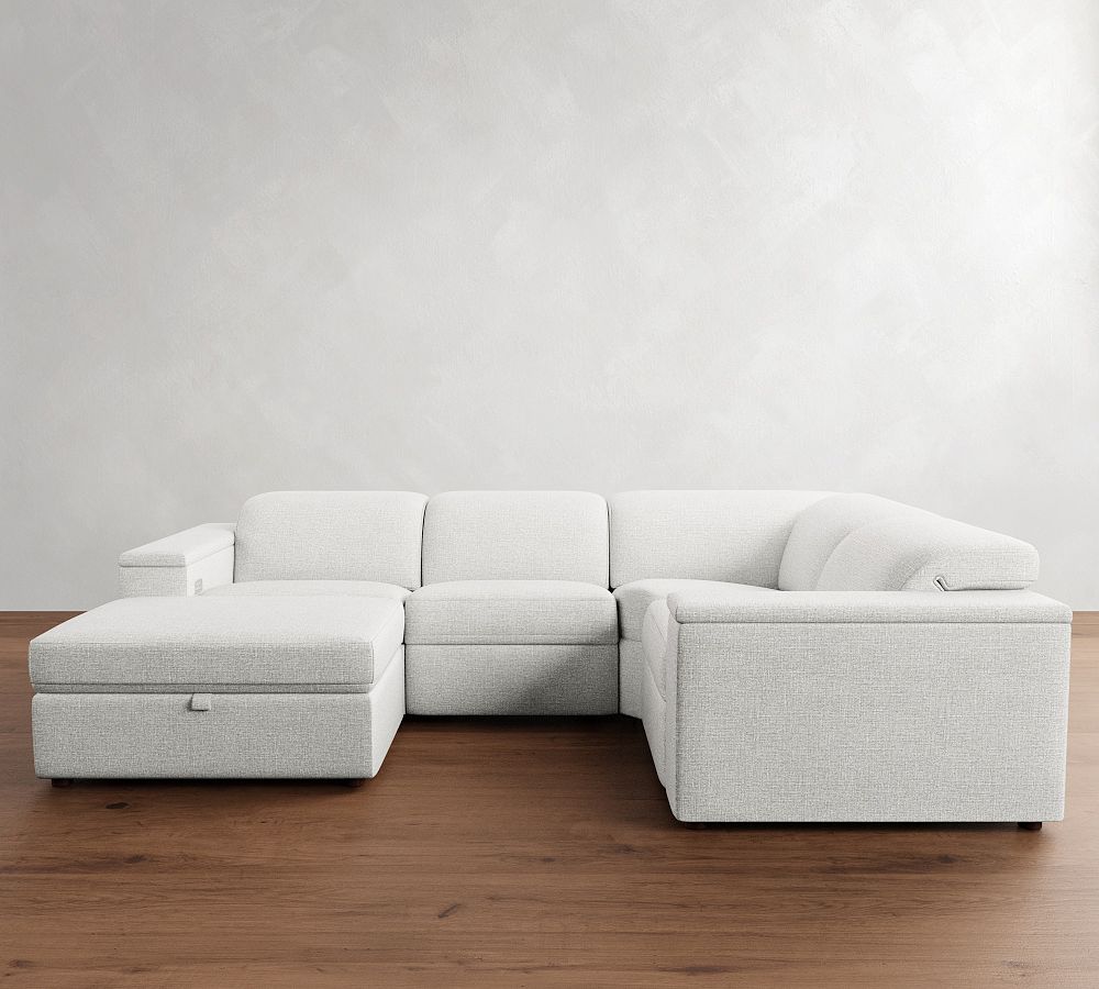 Ultra Lounge Square Arm Reclining 5-Piece Chaise Sectional - Storage Available (116&quot;)