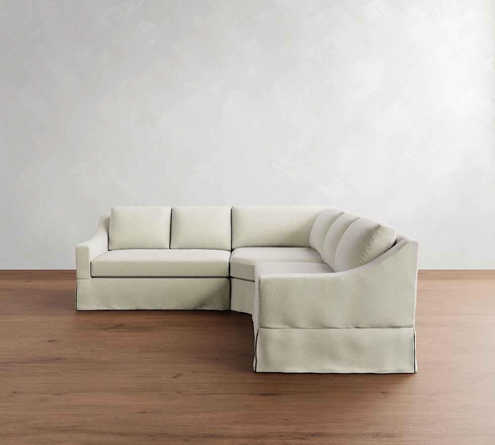 York Slope Arm Slipcovered 3-Piece L-Shaped Wedge Sectional (102&quot;)