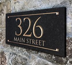 Black Granite Rectangle Trajan Engraved Address Sign