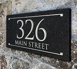 Black Granite Rectangle Trajan Engraved Address Sign