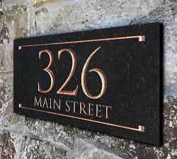 Black Granite Rectangle Trajan Engraved Address Sign