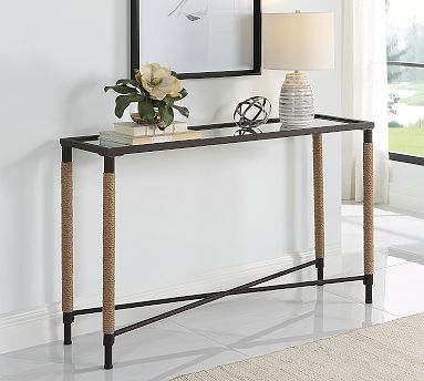 Rora Metal Glass Console Table 52