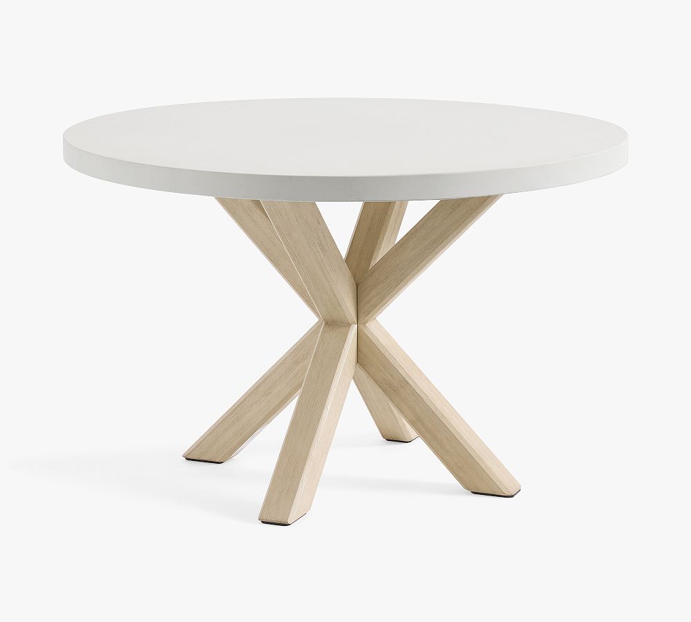 Abbott 48" Concrete & Acacia Round Outdoor Dining Table