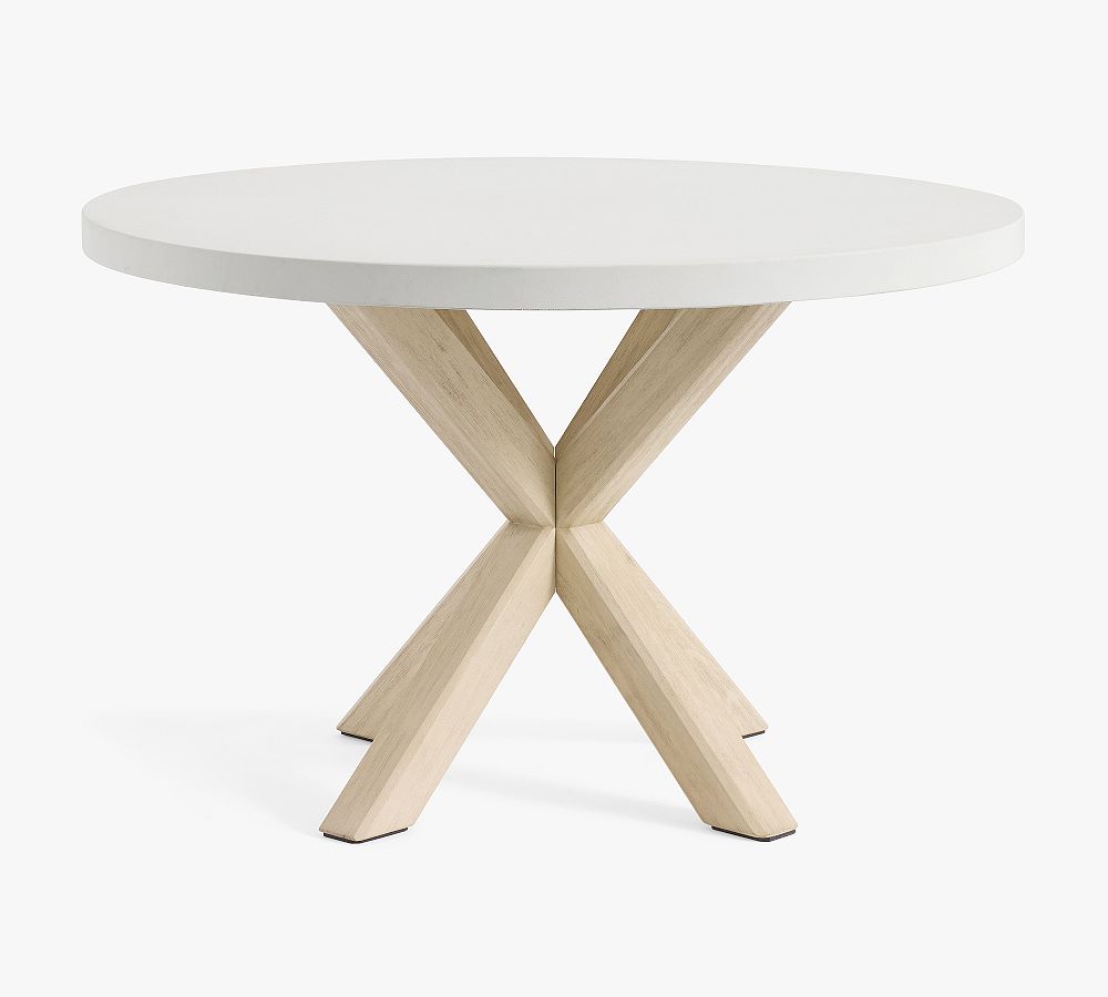 Abbott 48" Concrete & Acacia Round Outdoor Dining Table