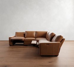 Big Sur Square Arm Leather Power Reclining L-Shaped Sectional (121&quot;-133&quot;)
