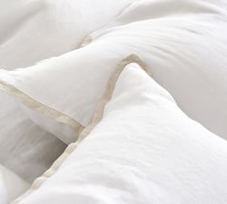 Belgian Flax Linen Contrast Flange Duvet Cover