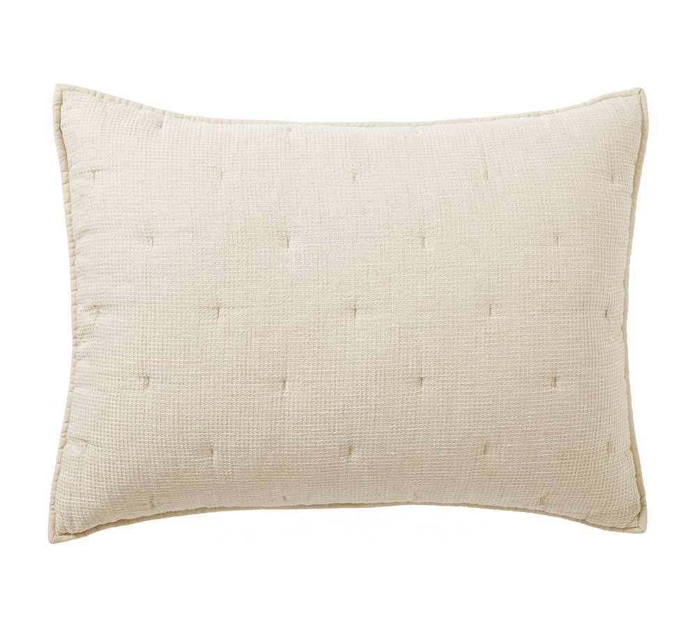 European Flax Linen Waffle Quilted Sham, Standard, Set of 2