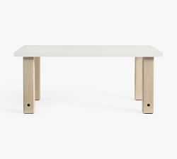 Abbott Concrete &amp; Acacia Petite Chunky Leg Outdoor Dining Table (72&quot;)