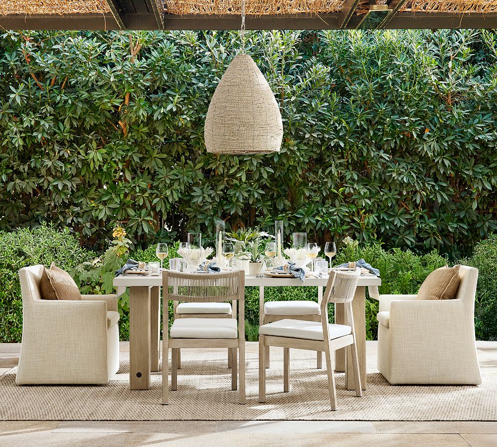 Abbott Concrete &amp; Acacia Petite Chunky Leg Outdoor Dining Table (72&quot;)
