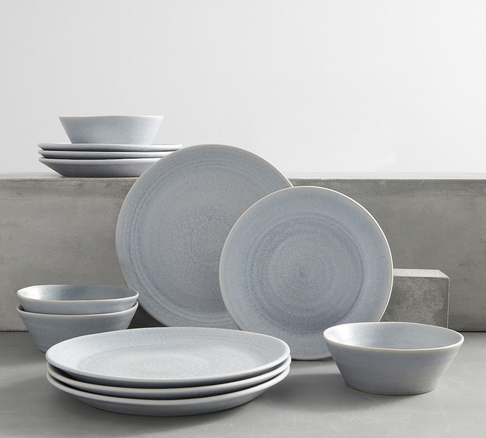 Larkin Stoneware Dinnerware Set - Chambray Blue - 12 piece set