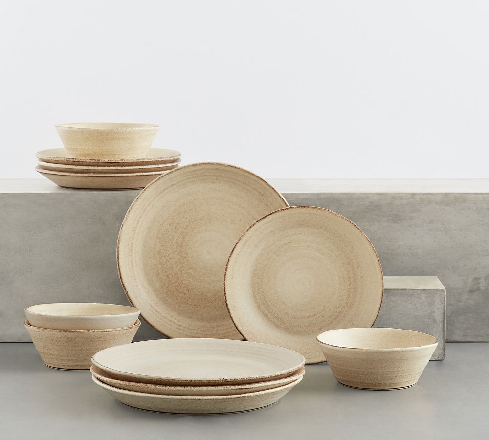 12-Piece Larkin Stoneware Dinnerware Set (Sand)