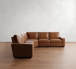 Big Sur Square Arm Leather Power Reclining L-Shaped Sectional (121&quot;-133&quot;)