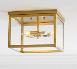 Manor Outdoor Glass &amp; Iron Flush Mount (13&quot;-20&quot;)