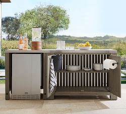 Abbott Outdoor Acacia Kitchen Convertable Refrigerator &amp; Double Door Cabinet (82&quot;)