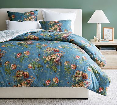 Meadow Floral Reversible Percale Comforter Pottery Barn