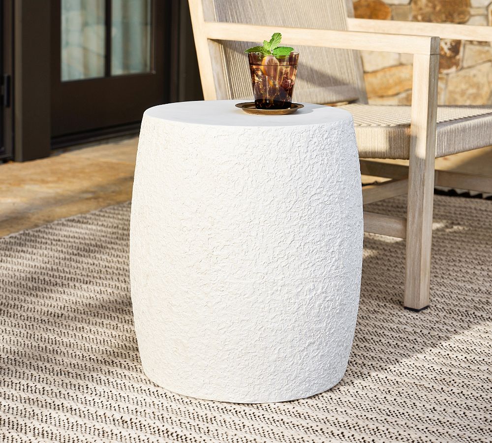 Deia Stone Round Outdoor Side Table (16&quot;)