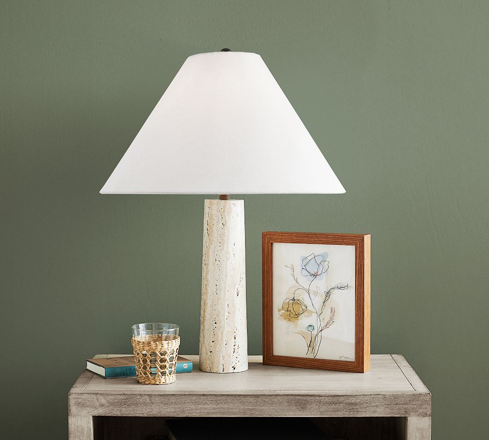 Damen Travertine Table Lamp (24&quot;)
