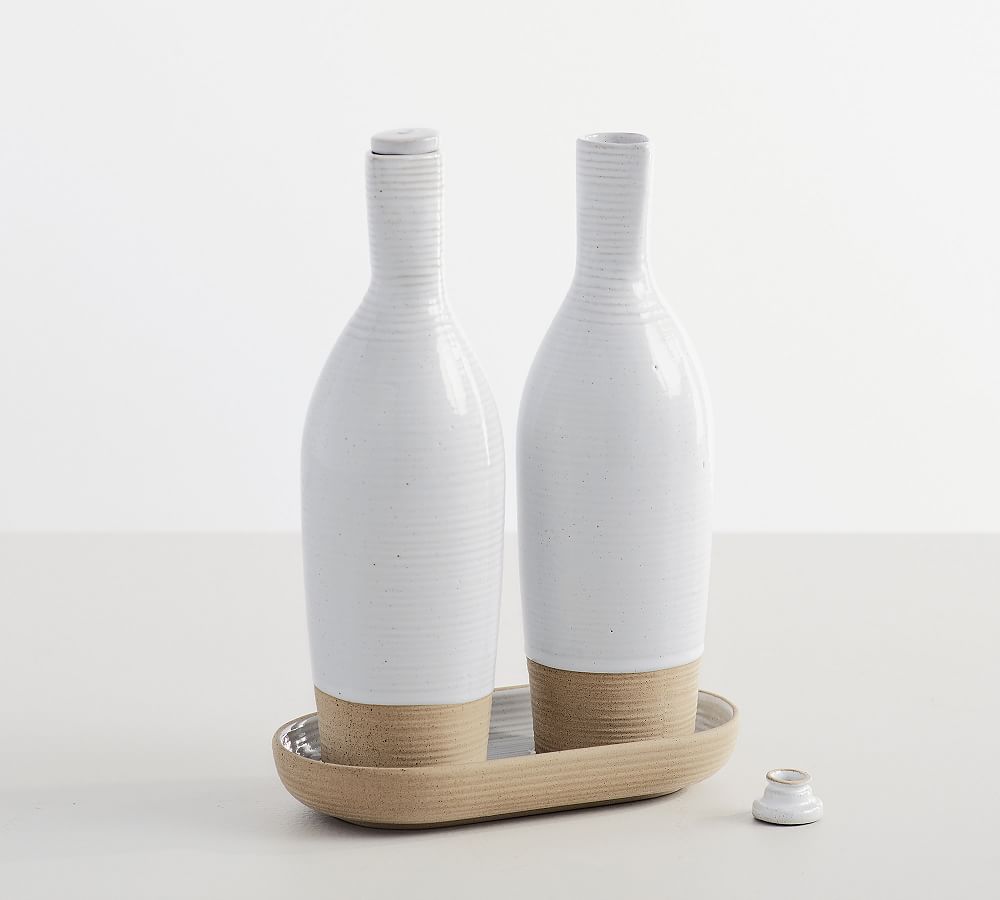 Quinn Handcrafted Stoneware Olive Oil &amp; Vinegar Cruet