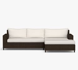Torrey Wicker 2-Piece Square Arm Double Chaise Loveseat Outdoor Sectional (112&quot;)