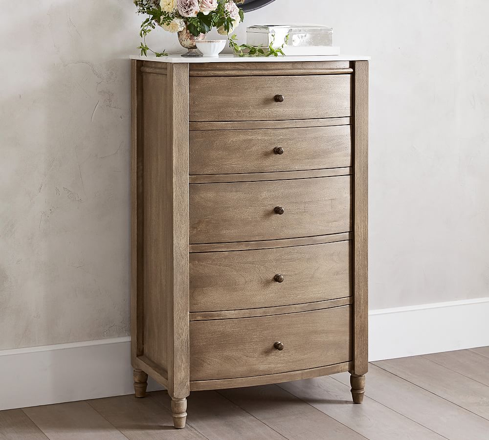 Alexandra Marble 5-Drawer Tall Dresser (30&quot;)