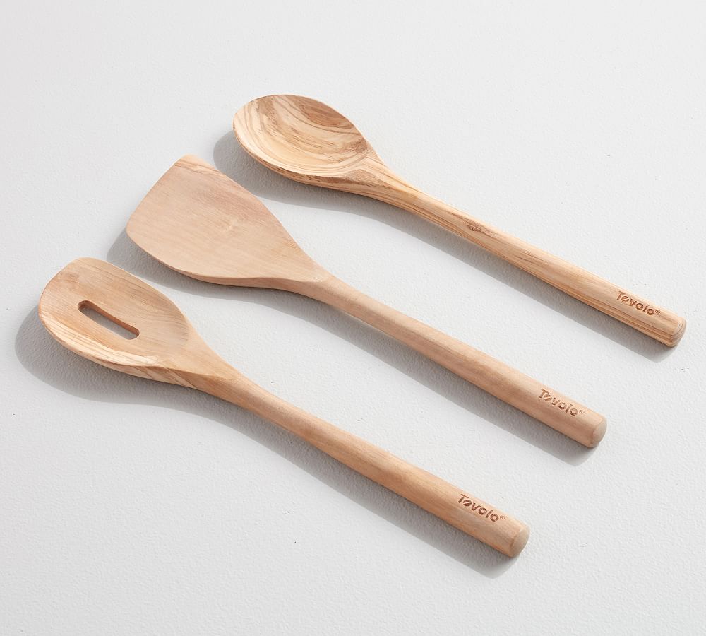 Olive Wood Kitchen Utensils, Set of 3