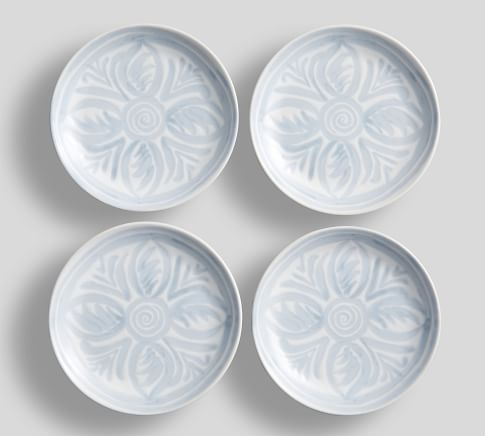 Chambray Tile Stoneware Appetizer Plates, Set of 4