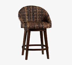 Seagrass Bucket Swivel Counter Stool, Havana Dark