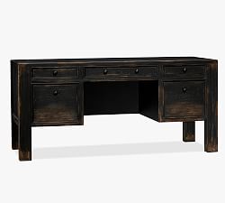 Dawson 68" Wood Desk with Drawers, Weathered Black Finish