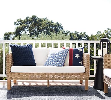 Huntington Petite Square Arm Outdoor Loveseat 56 Pottery Barn