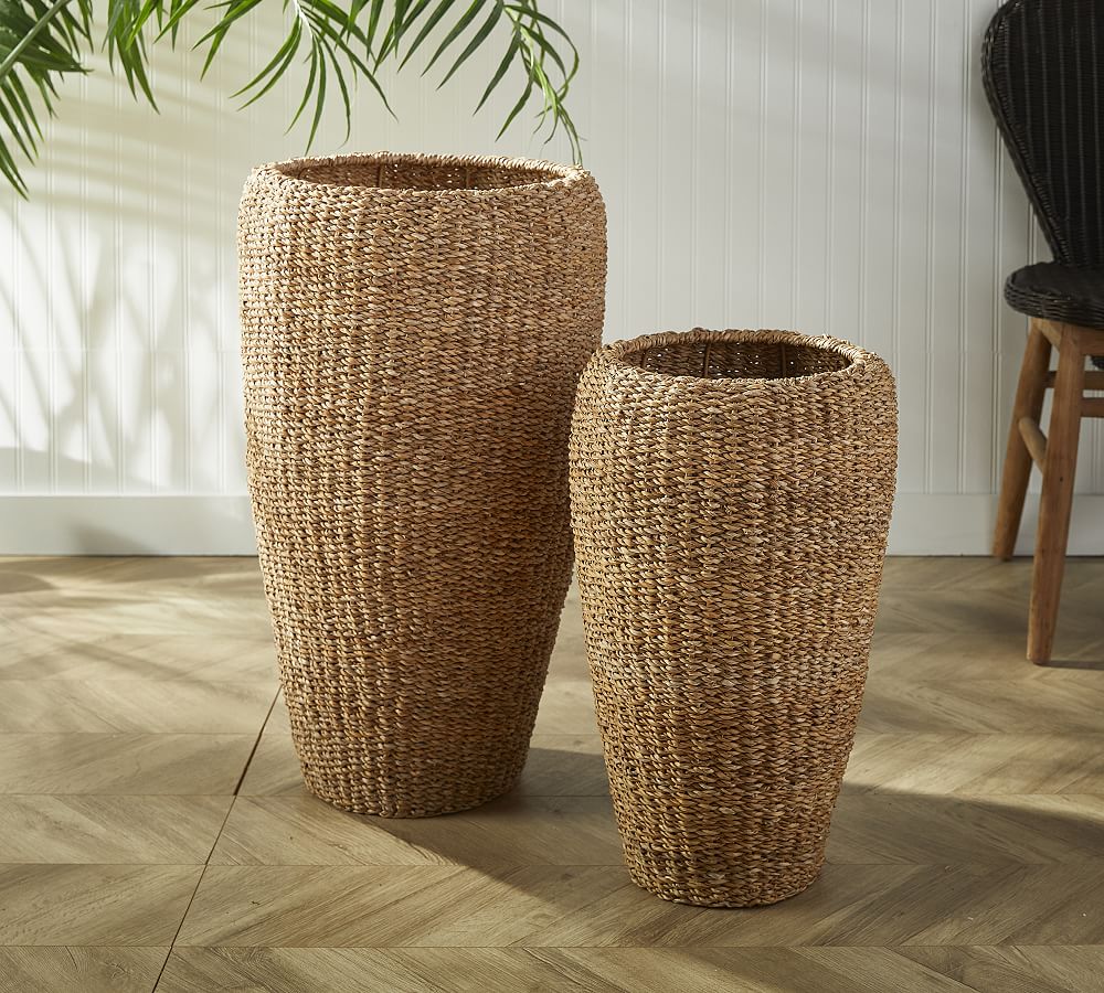 Andria Handwoven Tall Seagrass Planters - Set of 2