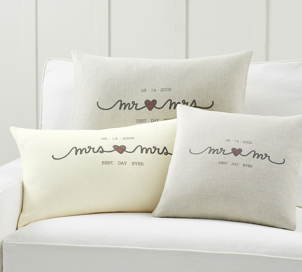 Personalized Wedding Linen Pillow Cover