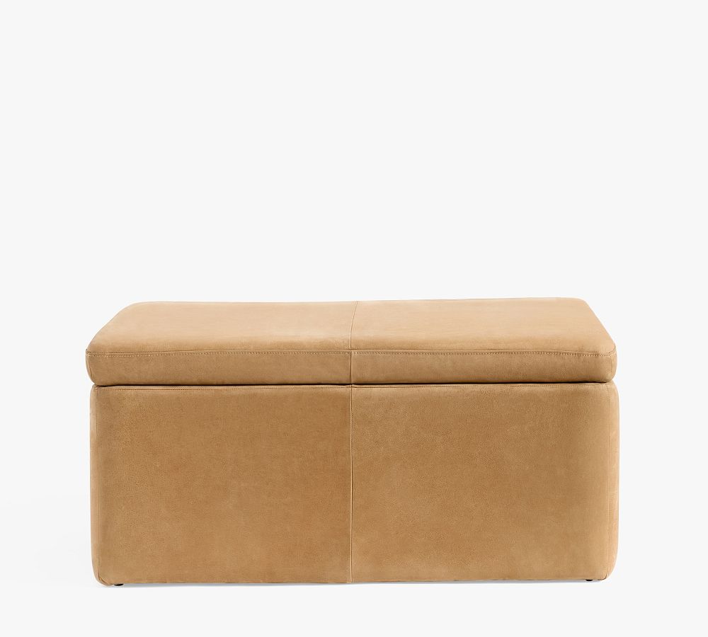 Presley Rectangular Leather Storage Ottoman