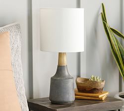 Cowan Petite Ceramic &amp; Wood Table Lamp (18&quot;)