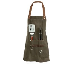 Greenpoint Canvas BBQ Apron &amp; Grilling Utensil Set